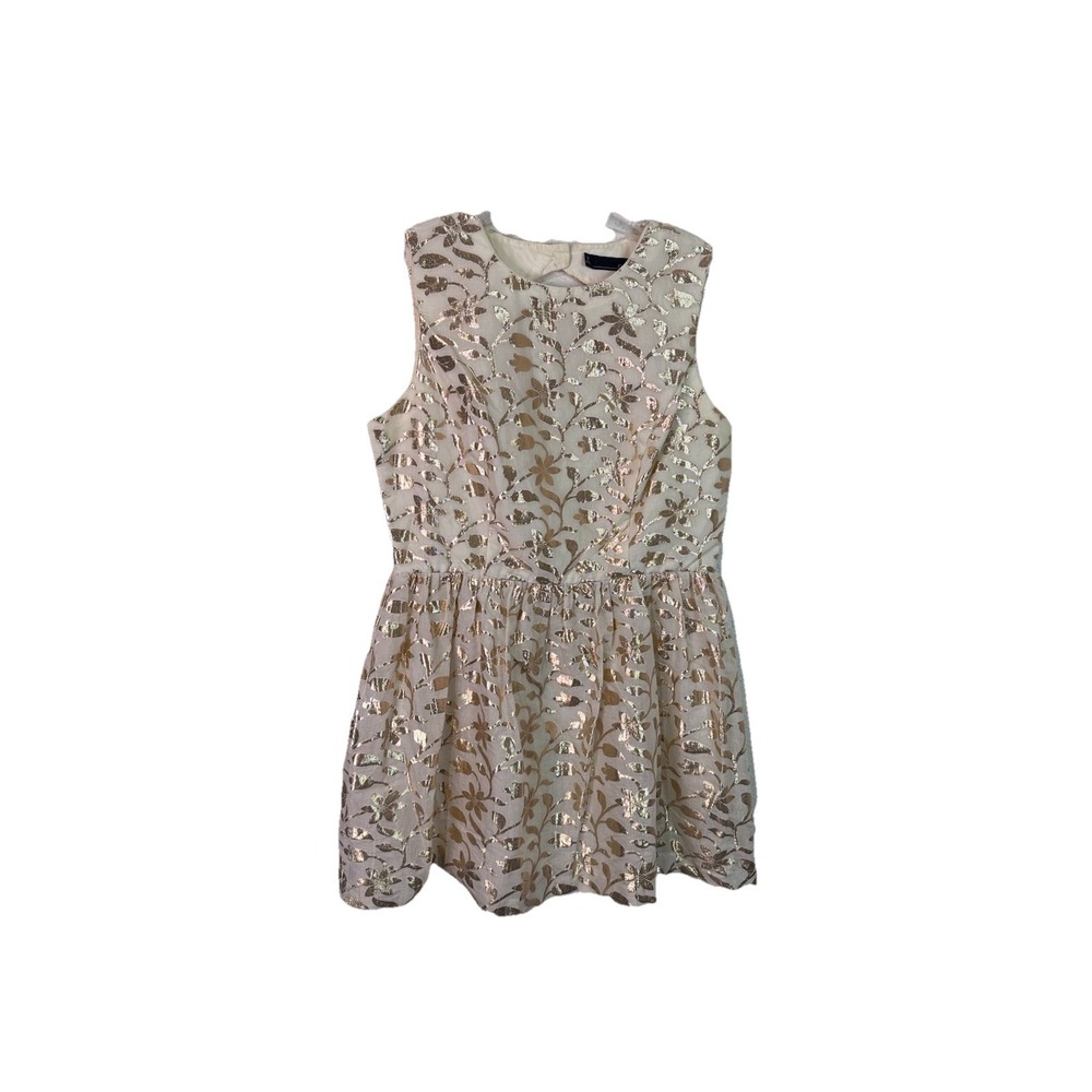 Chetta B Woman Dress Size 14 Gold Foil Fit & Flare Skater Mini Dress Sleeveless